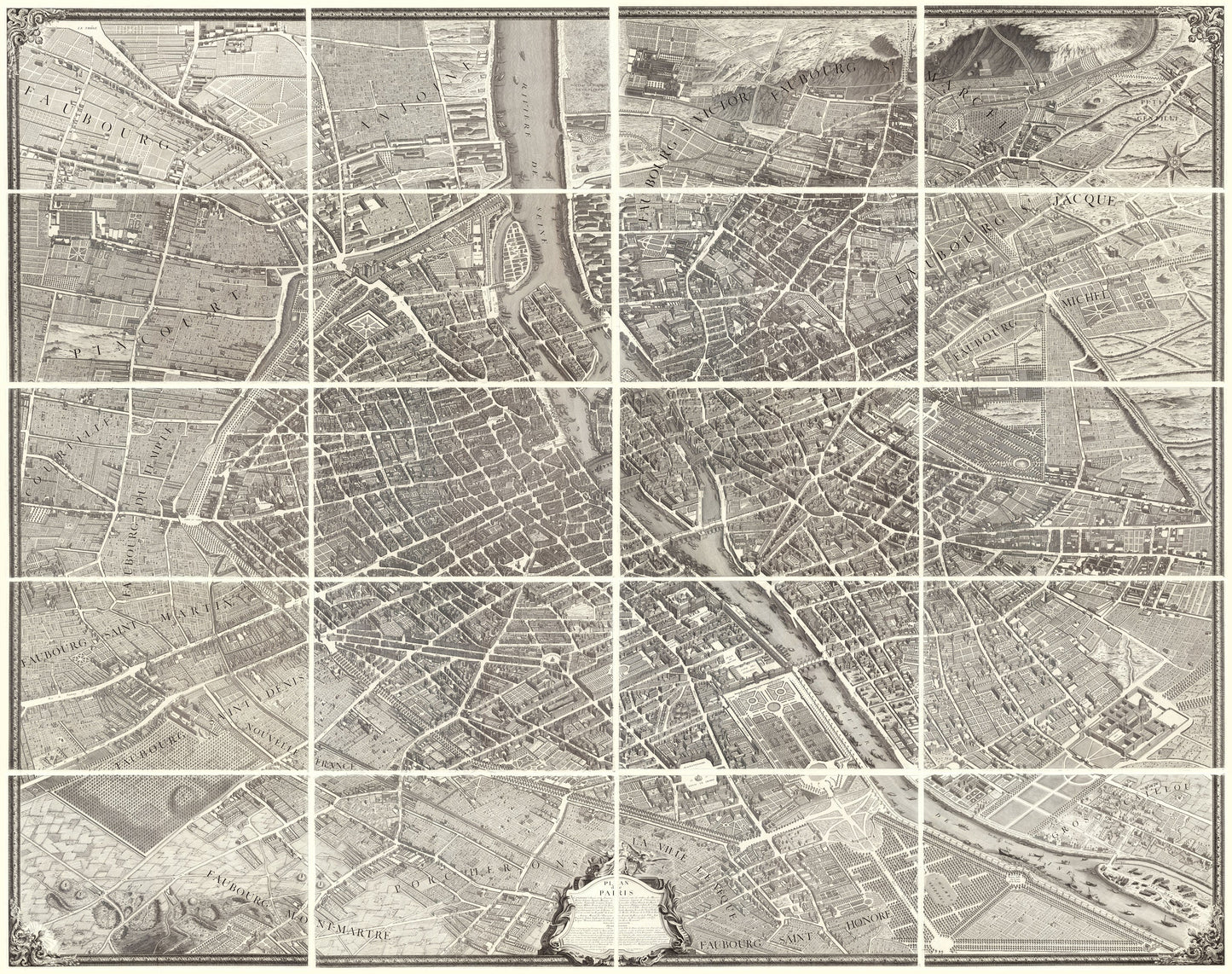 1734-36 The Turgot Plan of Paris | Fabric Adhesive Wall Mural