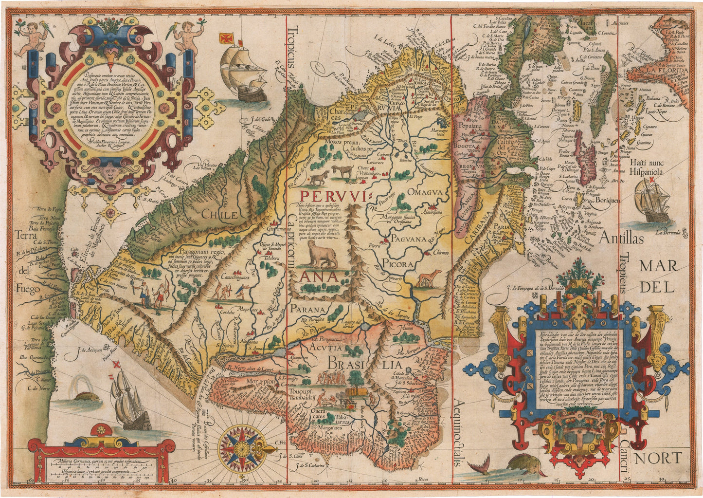 1596 Delineatio Omnium Orarum Totius Australis Partis Americae...