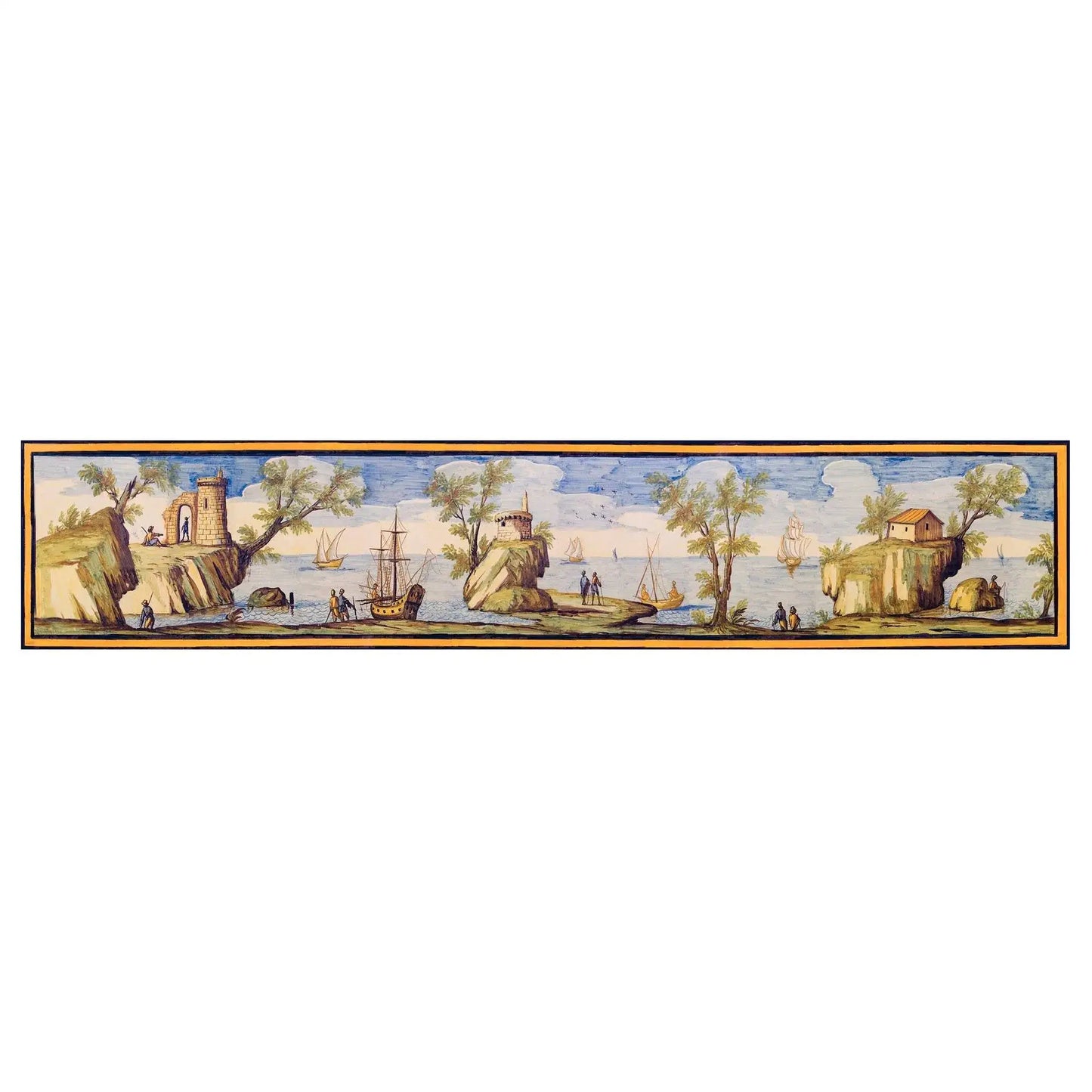 Pannello per tavoli o rivestimenti, decori delle maioliche del Chiostro di Santa Chiara - 60x300 cm