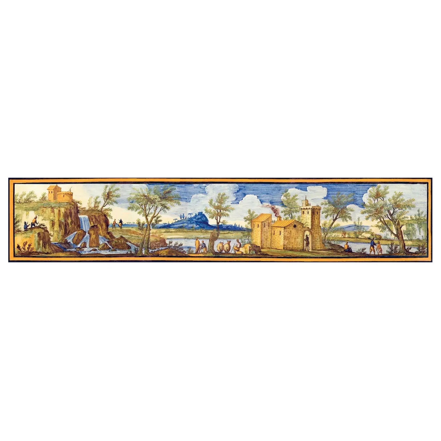 Pannello per tavoli o rivestimenti, decori delle maioliche del Chiostro di Santa Chiara - 30x150