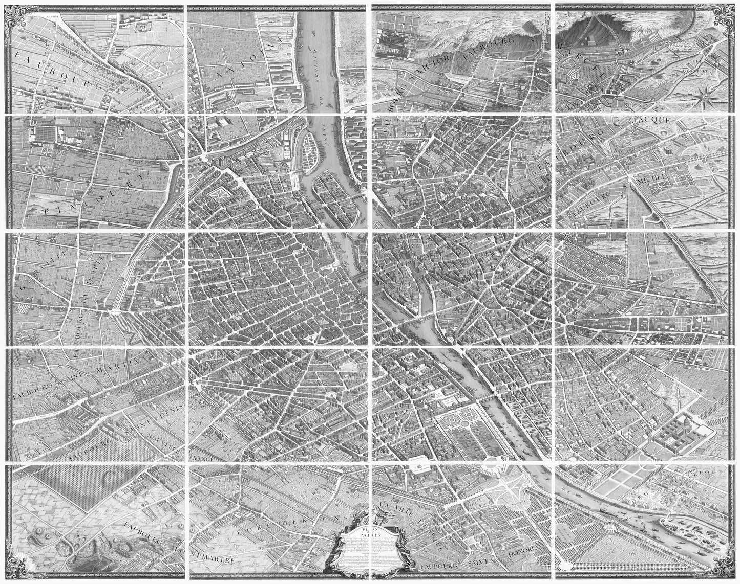 1734-36 The Turgot Plan of Paris | Fabric Adhesive Wall Mural