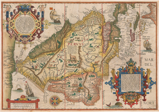 1596 Delineatio Omnium Orarum Totius Australis Partis Americae...