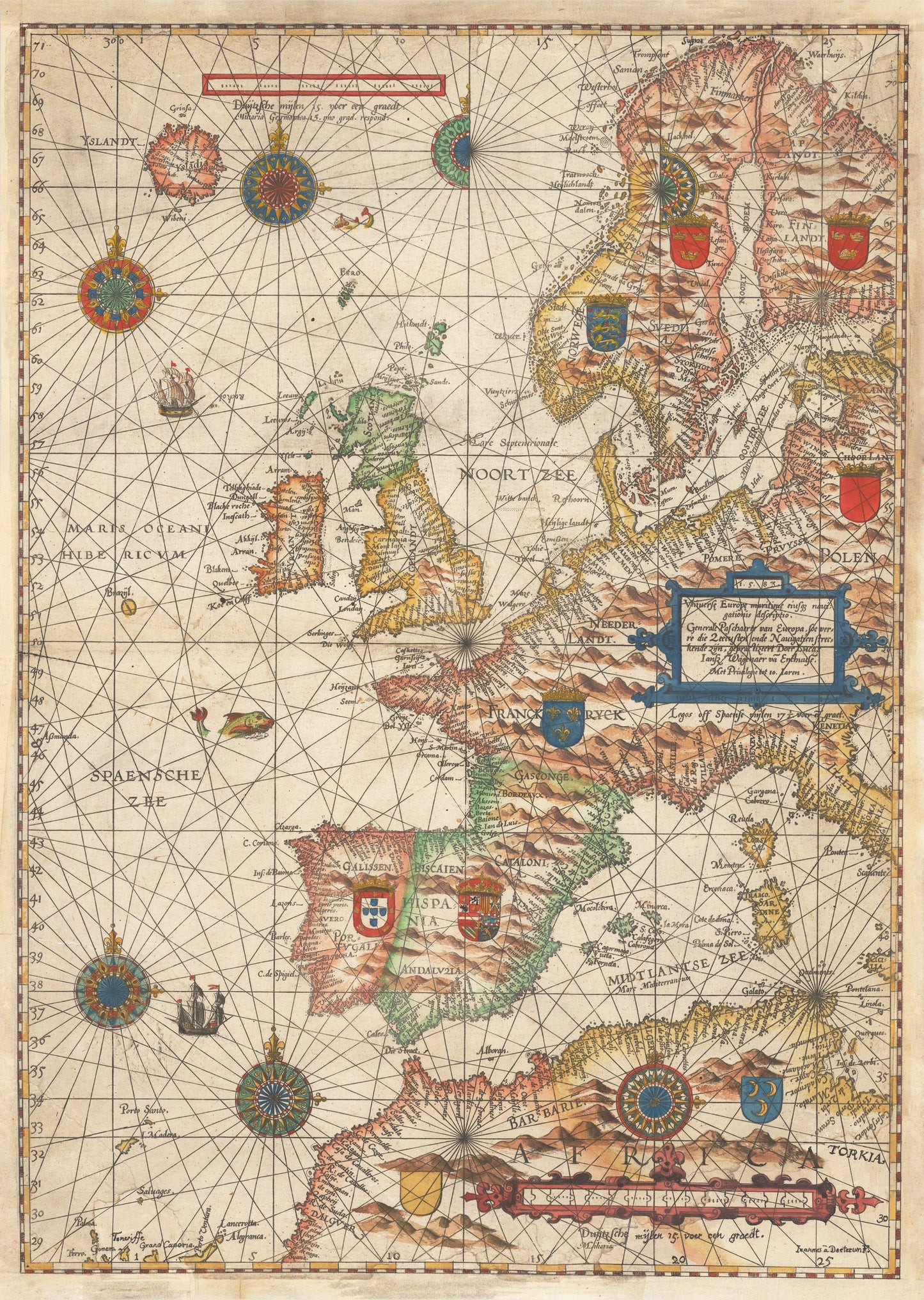 1583 Universe Europe maritime eiusque navigationis descriptio. Generale Paschaerte van Europa . . .