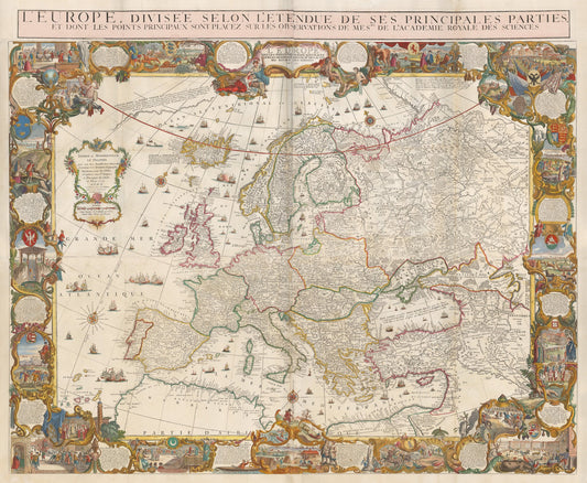 1722 L'Europe Divisee Selon L'Etendue De Ses Principales Parties...