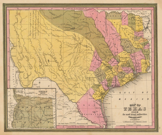 1845 Map of Texas from the most recent authorities