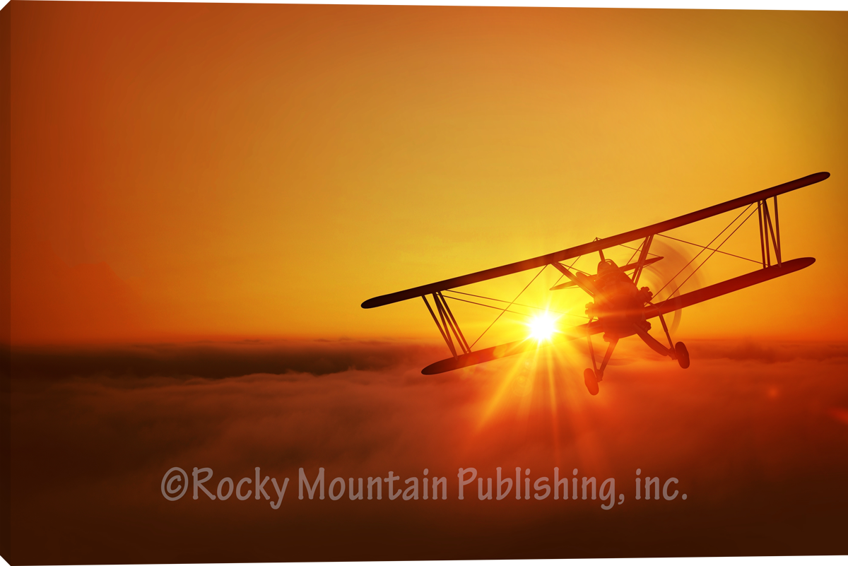 Aviation Sunset Flying Giclee Canvas Artwork