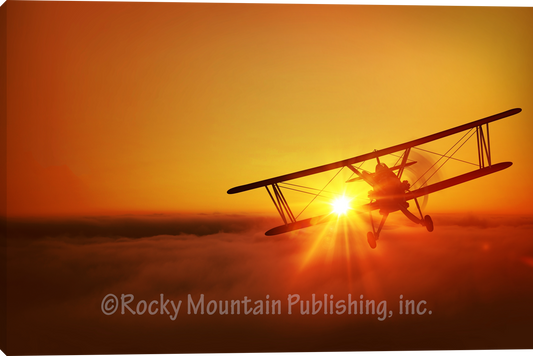 Aviation Sunset Flying Giclee Canvas Artwork
