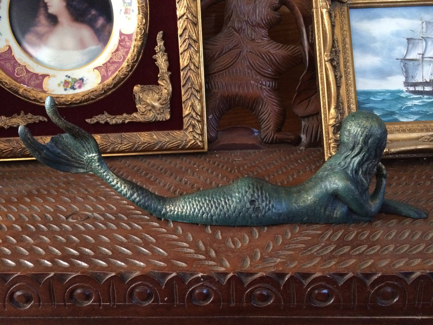 Cast Iron Mermaid - Laying Front