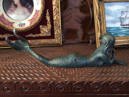 Cast Iron Mermaid - Laying Front