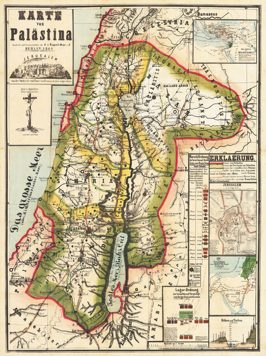 1869 Karte von Palastina beirbeitel und herausgegeben von F Rappard Major