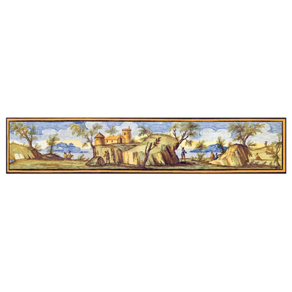 Pannello per tavoli o rivestimenti, decori delle maioliche del Chiostro di Santa Chiara - 45x225 cm