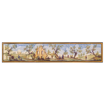 Pannello per tavoli o rivestimenti, decori delle maioliche del Chiostro di Santa Chiara - 45x225 cm