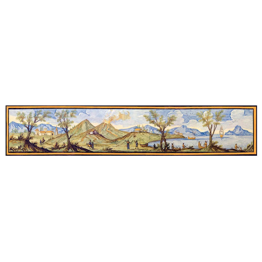 Pannello per tavoli o rivestimenti, decori delle maioliche del Chiostro di Santa Chiara - 30x150