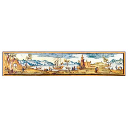 Pannello per tavoli o rivestimenti, decori delle maioliche del Chiostro di Santa Chiara - 60x300 cm