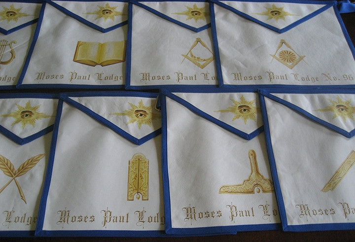 Traditional Masonic Lodge Officers Aprons (Set of 11)