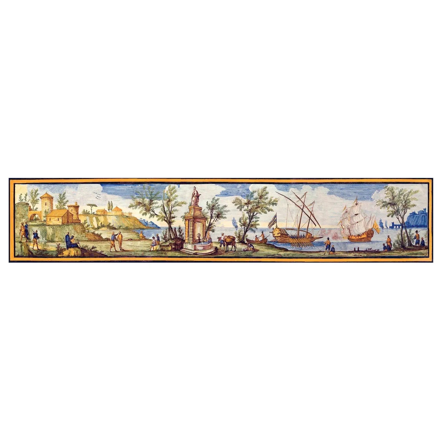 Pannello per tavoli o rivestimenti, decori delle maioliche del Chiostro di Santa Chiara - 45x225 cm