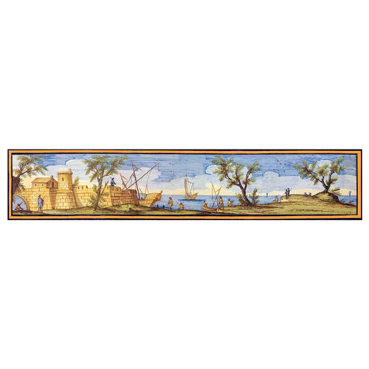 Pannello per tavoli o rivestimenti, decori delle maioliche del Chiostro di Santa Chiara - 60x300 cm