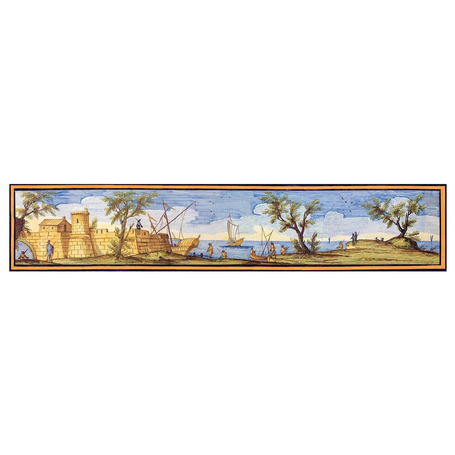 Pannello per tavoli o rivestimenti, decori delle maioliche del Chiostro di Santa Chiara - 45x225 cm