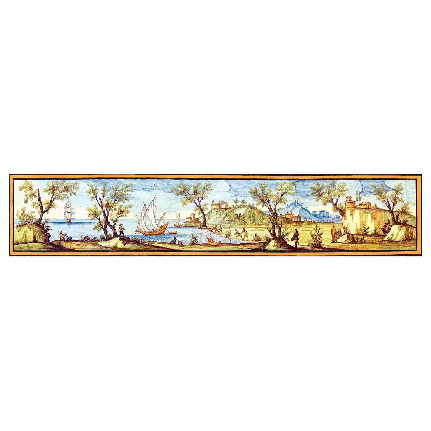 Pannello per tavoli o rivestimenti, decori delle maioliche del Chiostro di Santa Chiara - 45x225 cm
