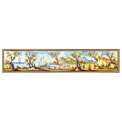Pannello per tavoli o rivestimenti, decori delle maioliche del Chiostro di Santa Chiara - 60x300 cm