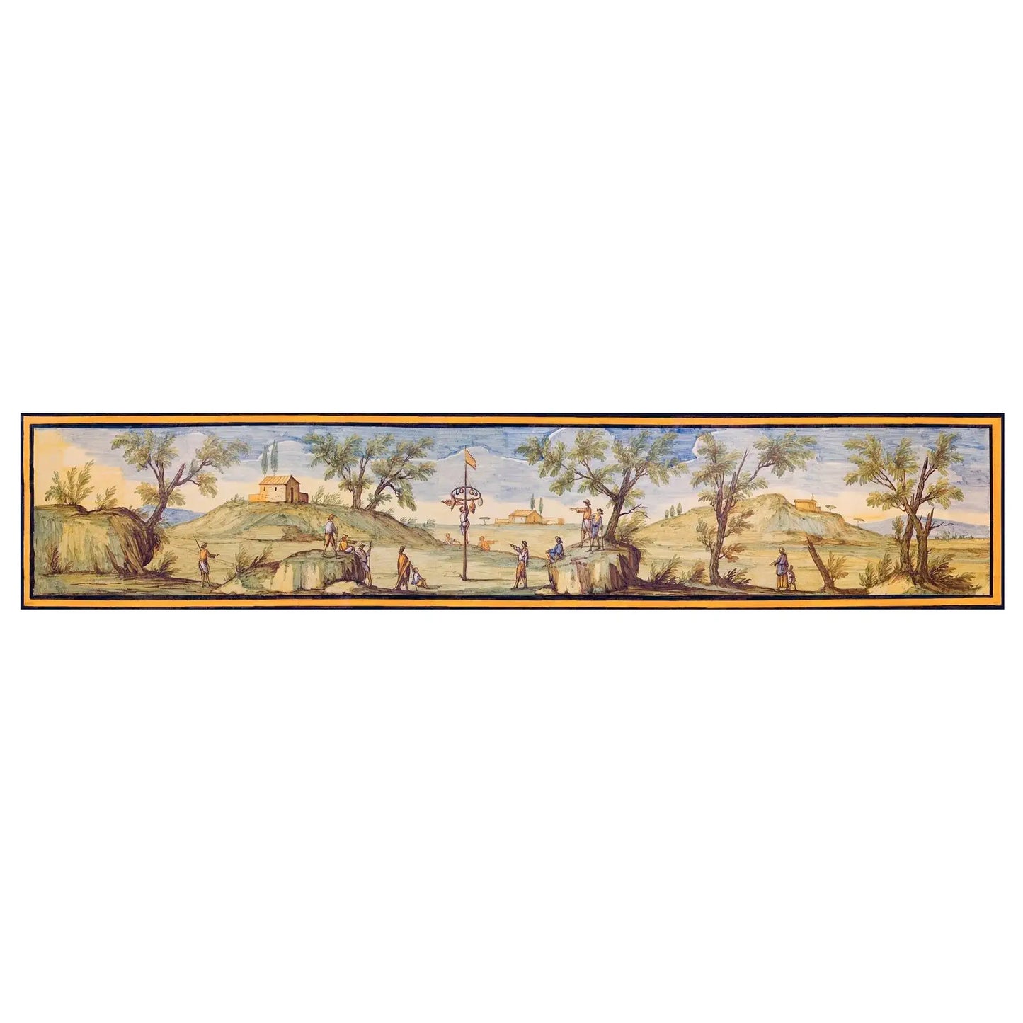Pannello per tavoli o rivestimenti, decori delle maioliche del Chiostro di Santa Chiara - 60x300 cm