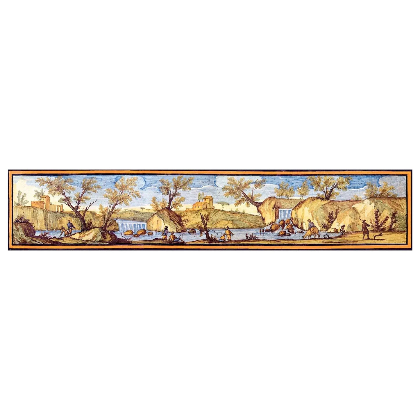 Pannello per tavoli o rivestimenti, decori delle maioliche del Chiostro di Santa Chiara - 60x300 cm