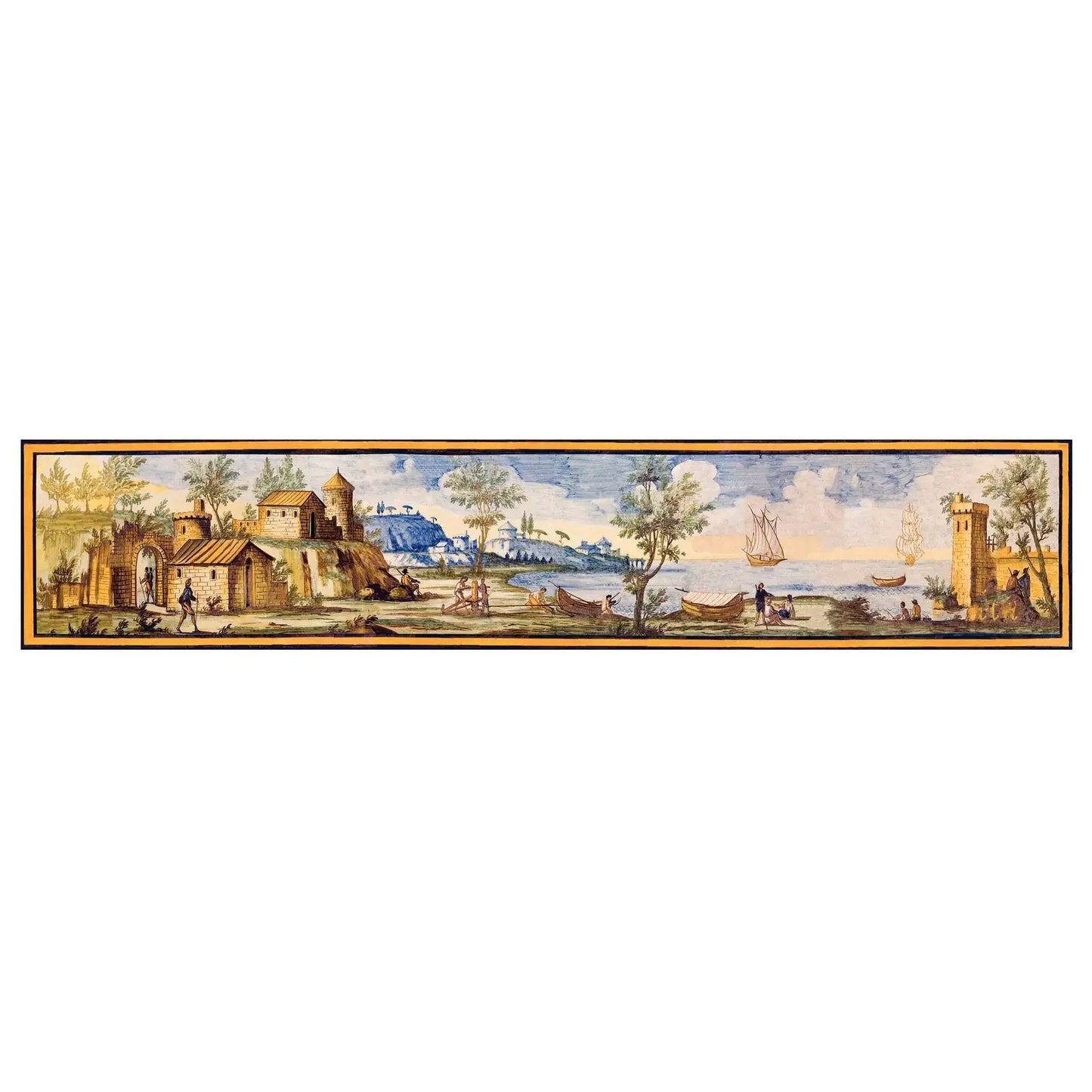 Pannello per tavoli o rivestimenti, decori delle maioliche del Chiostro di Santa Chiara - 45x225 cm