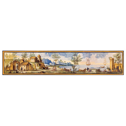 Pannello per tavoli o rivestimenti, decori delle maioliche del Chiostro di Santa Chiara - 45x225 cm